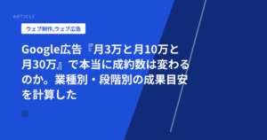 Google広告『月3万と月10万と月30万』で本当に成約数は変わるのか。業種別・段階別の成果目安を計算した