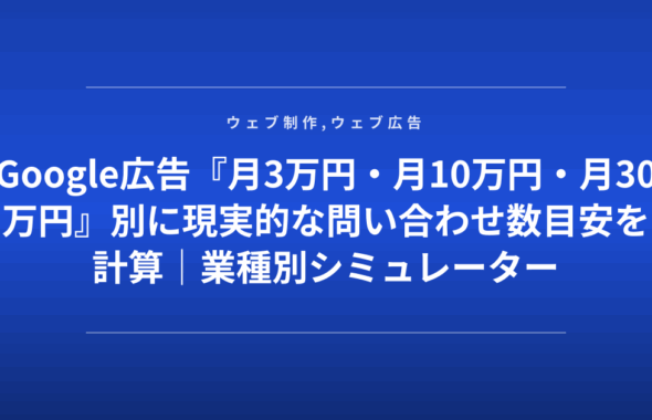 Google広告『月3万円・月10万円・月30万円』別に現実的な問い合わせ数目安を計算｜業種別シミュレーター