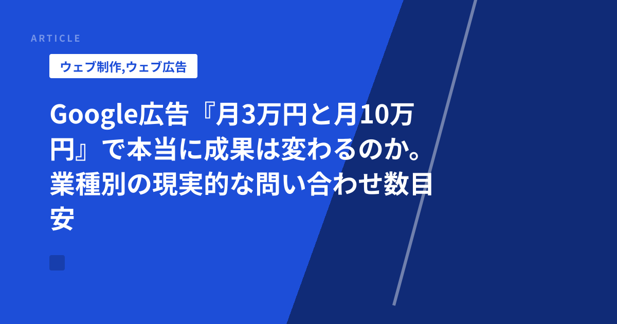 Google広告『月3万円と月10万円』で本当に成果は変わるのか。業種別の現実的な問い合わせ数目安
