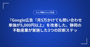 『Google広告『月5万かけても問い合わせ単価が5,000円以上』を改善した。静岡の不動産業が実施した3つの診断ステップ