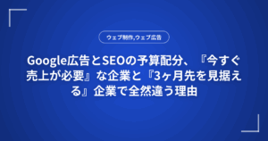 Google広告とSEOの予算配分、『今すぐ売上が必要』な企業と『3ヶ月先を見据える』企業で全然違う理由