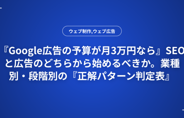 『Google広告の予算が月3万円なら』SEOと広告のどちらから始めるべきか。業種別・段階別の『正解パターン判定表』
