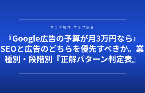 『Google広告の予算が月3万円なら』SEOと広告のどちらを優先すべきか。業種別・段階別『正解パターン判定表』