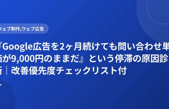 『Google広告を2ヶ月続けても問い合わせ単価が9,000円のままだ』という停滞の原因診断｜改善優先度チェックリスト付き