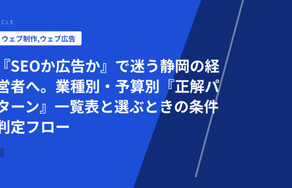 『SEOか広告か』で迷う静岡の経営者へ。業種別・予算別『正解パターン』一覧表と選ぶときの条件判定フロー
