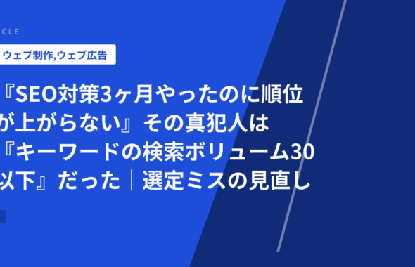 『SEO対策3ヶ月やったのに順位が上がらない』その真犯人は『キーワードの検索ボリューム30以下』だった｜選定ミスの見直しテンプレート
