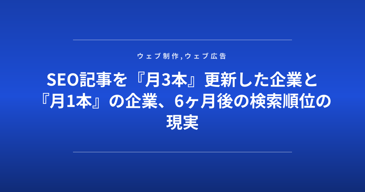 SEO記事を『月3本』更新した企業と『月1本』の企業、6ヶ月後の検索順位の現実