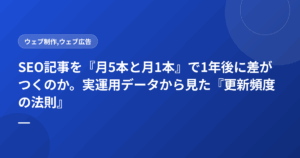 SEO記事を『月5本と月1本』で1年後に差がつくのか。実運用データから見た『更新頻度の法則』
