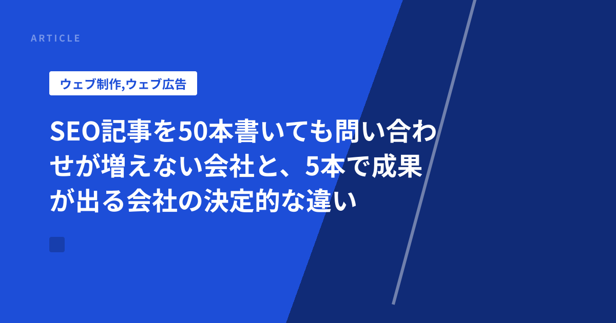 SEO記事を50本書いても問い合わせが増えない会社と、5本で成果が出る会社の決定的な違い