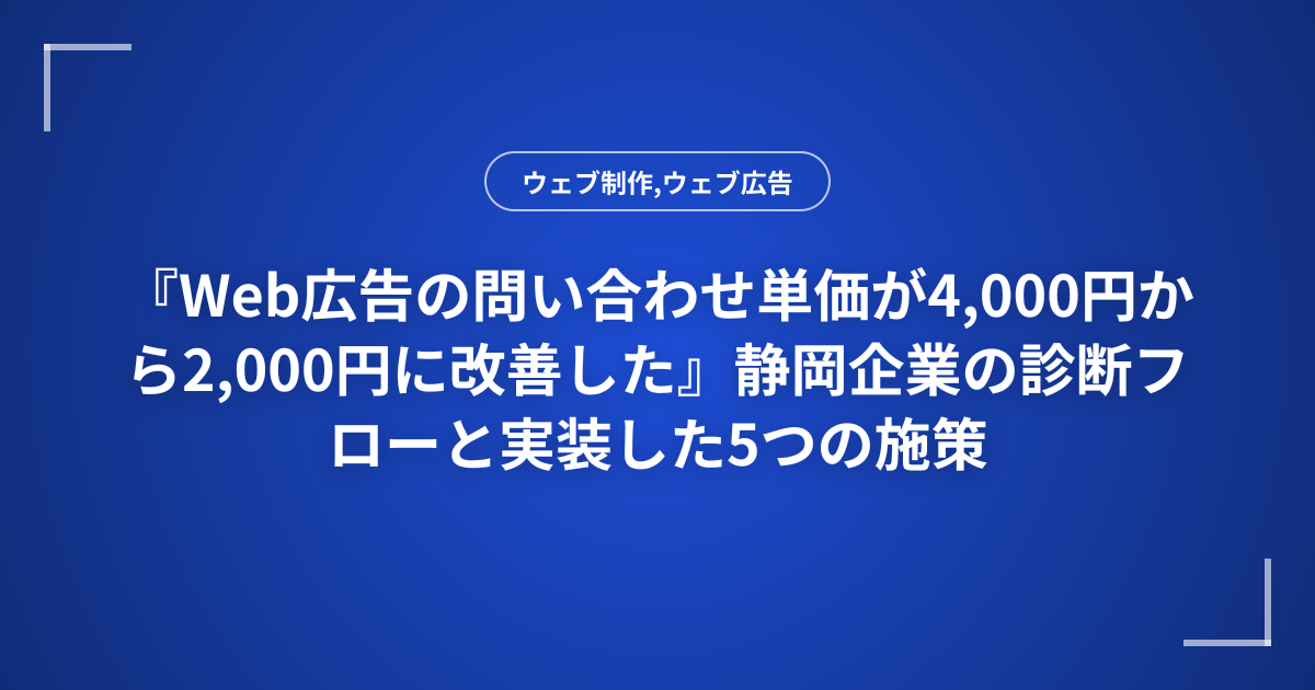 『Web広告の問い合わせ単価が4,000円から2,000円に改善した』静岡企業の診断フローと実装した5つの施策