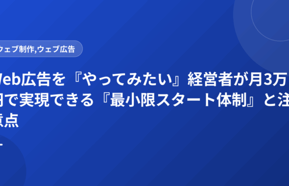 Web広告を『やってみたい』経営者が月3万円で実現できる『最小限スタート体制』と注意点