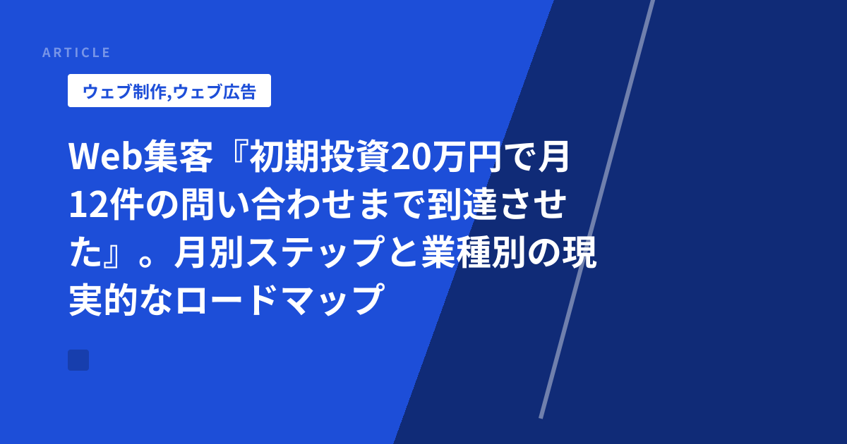 Web集客『初期投資20万円で月12件の問い合わせまで到達させた』。月別ステップと業種別の現実的なロードマップ
