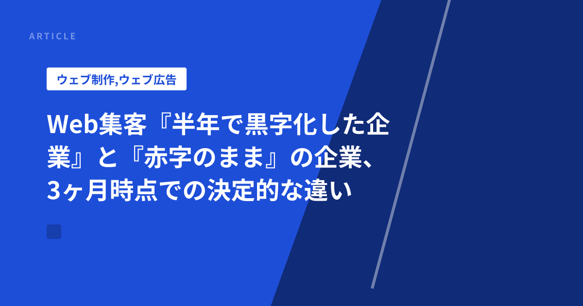 Web集客『半年で黒字化した企業』と『赤字のまま』の企業、3ヶ月時点での決定的な違い