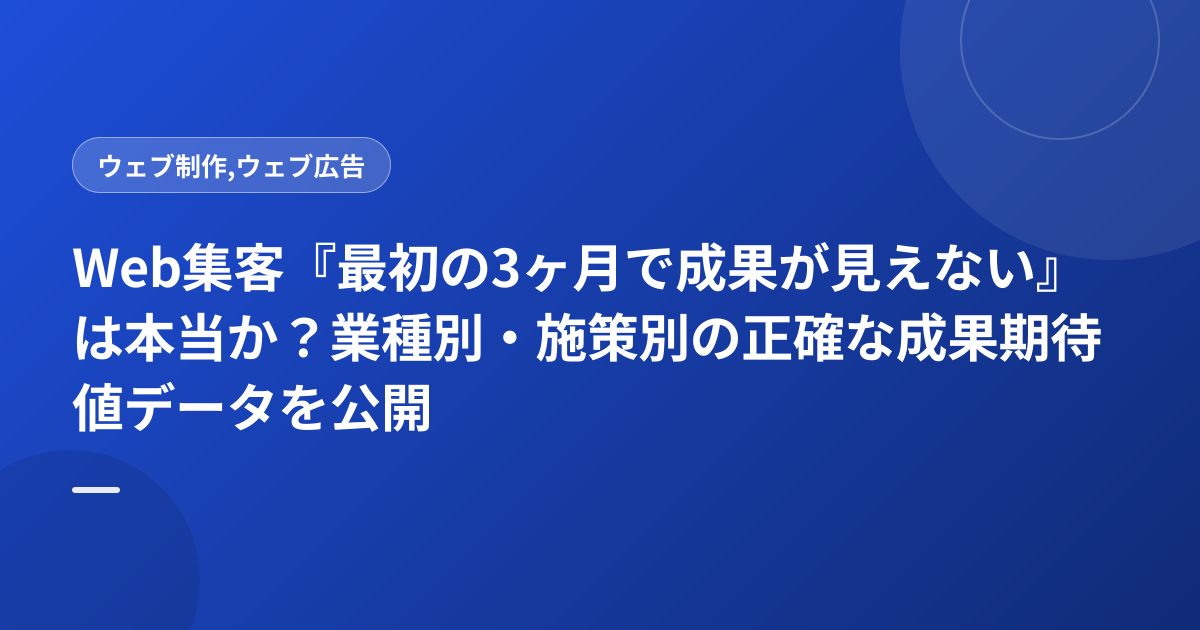 Web集客『最初の3ヶ月で成果が見えない』は本当か？業種別・施策別の正確な成果期待値データを公開