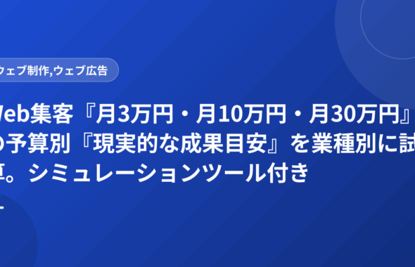 Web集客『月3万円・月10万円・月30万円』の予算別『現実的な成果目安』を業種別に試算。シミュレーションツール付き