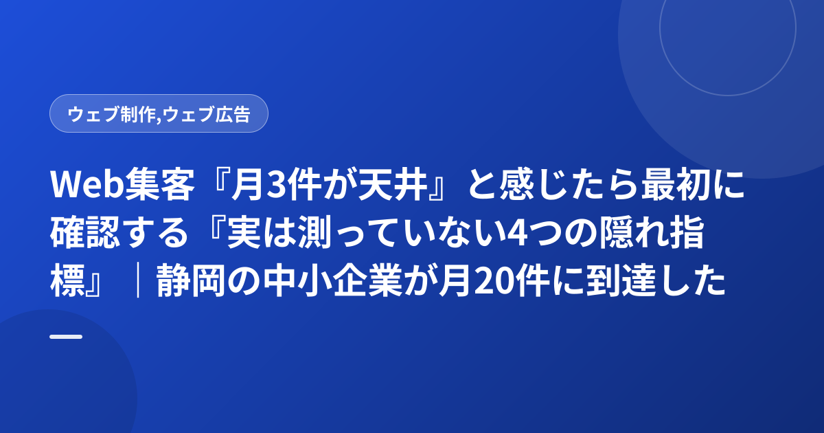 Web集客『月3件が天井』と感じたら最初に確認する『実は測っていない4つの隠れ指標』｜静岡の中小企業が月20件に到達した診断チェック表