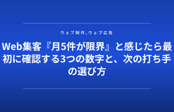 Web集客『月5件が限界』と感じたら最初に確認する3つの数字と、次の打ち手の選び方
