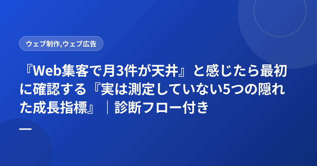『Web集客で月3件が天井』と感じたら最初に確認する『実は測定していない5つの隠れた成長指標』｜診断フロー付き