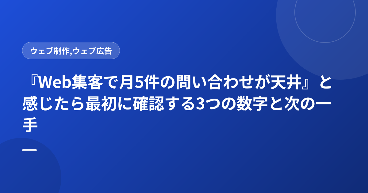 『Web集客で月5件の問い合わせが天井』と感じたら最初に確認する3つの数字と次の一手
