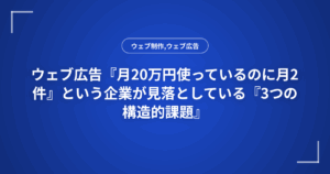 ウェブ広告『月20万円使っているのに月2件』という企業が見落としている『3つの構造的課題』