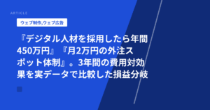 『デジタル人材を採用したら年間450万円』『月2万円の外注スポット体制』。3年間の費用対効果を実データで比較した損益分岐点