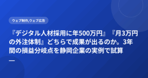 『デジタル人材採用に年500万円』『月3万円の外注体制』どちらで成果が出るのか。3年間の損益分岐点を静岡企業の実例で試算