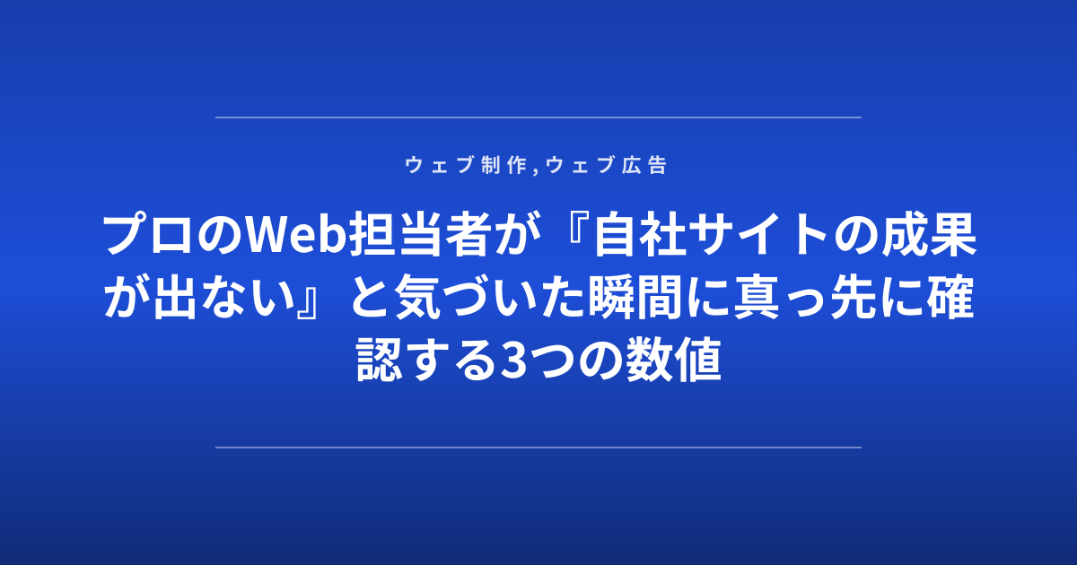 プロのWeb担当者が『自社サイトの成果が出ない』と気づいた瞬間に真っ先に確認する3つの数値