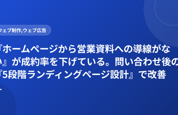 『ホームページから営業資料への導線がない』が成約率を下げている。問い合わせ後の『5段階ランディングページ設計』で改善