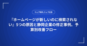 『ホームページが新しいのに検索されない』5つの原因と静岡企業の修正事例。予算別改善フロー