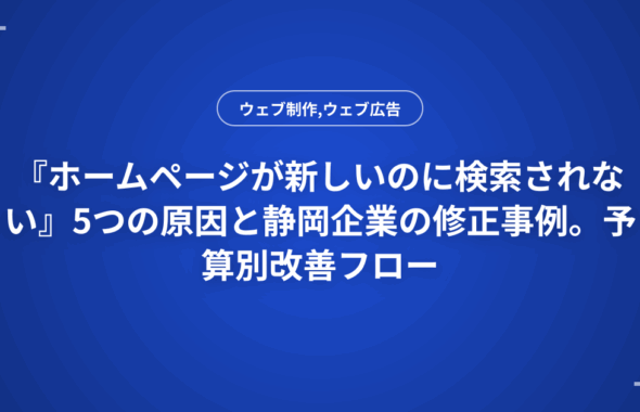 『ホームページが新しいのに検索されない』5つの原因と静岡企業の修正事例。予算別改善フロー