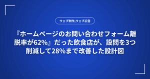 『ホームページのお問い合わせフォーム離脱率が62%』だった飲食店が、設問を3つ削減して28%まで改善した設計図