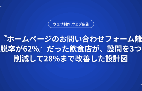 『ホームページのお問い合わせフォーム離脱率が62%』だった飲食店が、設問を3つ削減して28%まで改善した設計図
