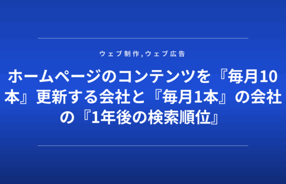 ホームページのコンテンツを『毎月10本』更新する会社と『毎月1本』の会社の『1年後の検索順位』