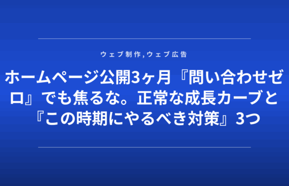 ホームページ公開3ヶ月『問い合わせゼロ』でも焦るな。正常な成長カーブと『この時期にやるべき対策』3つ