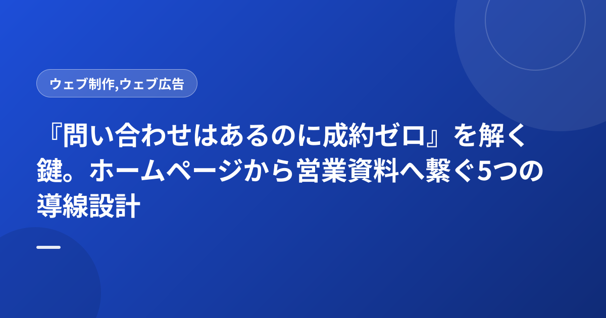 『問い合わせはあるのに成約ゼロ』を解く鍵。ホームページから営業資料へ繋ぐ5つの導線設計