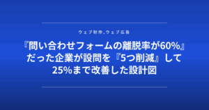 『問い合わせフォームの離脱率が60%』だった企業が設問を『5つ削減』して25%まで改善した設計図