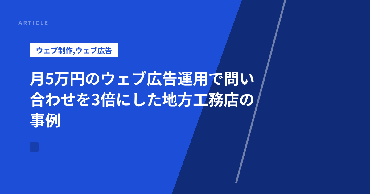 月5万円のウェブ広告運用で問い合わせを3倍にした地方工務店の事例