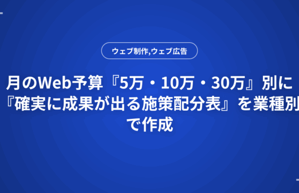 月のWeb予算『5万・10万・30万』別に『確実に成果が出る施策配分表』を業種別で作成