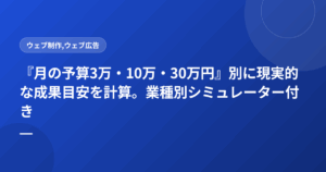 『月の予算3万・10万・30万円』別に現実的な成果目安を計算。業種別シミュレーター付き