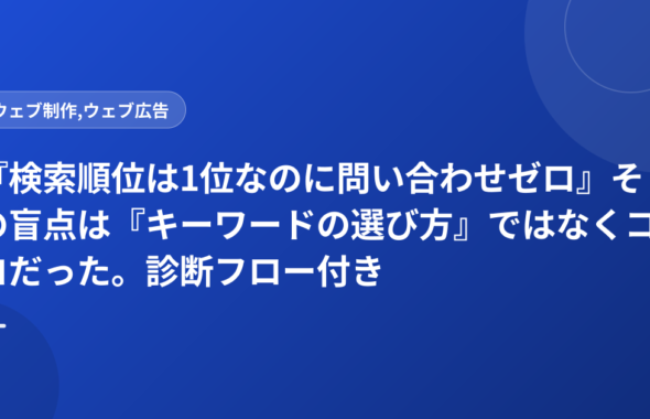 『検索順位は1位なのに問い合わせゼロ』その盲点は『キーワードの選び方』ではなくココだった。診断フロー付き