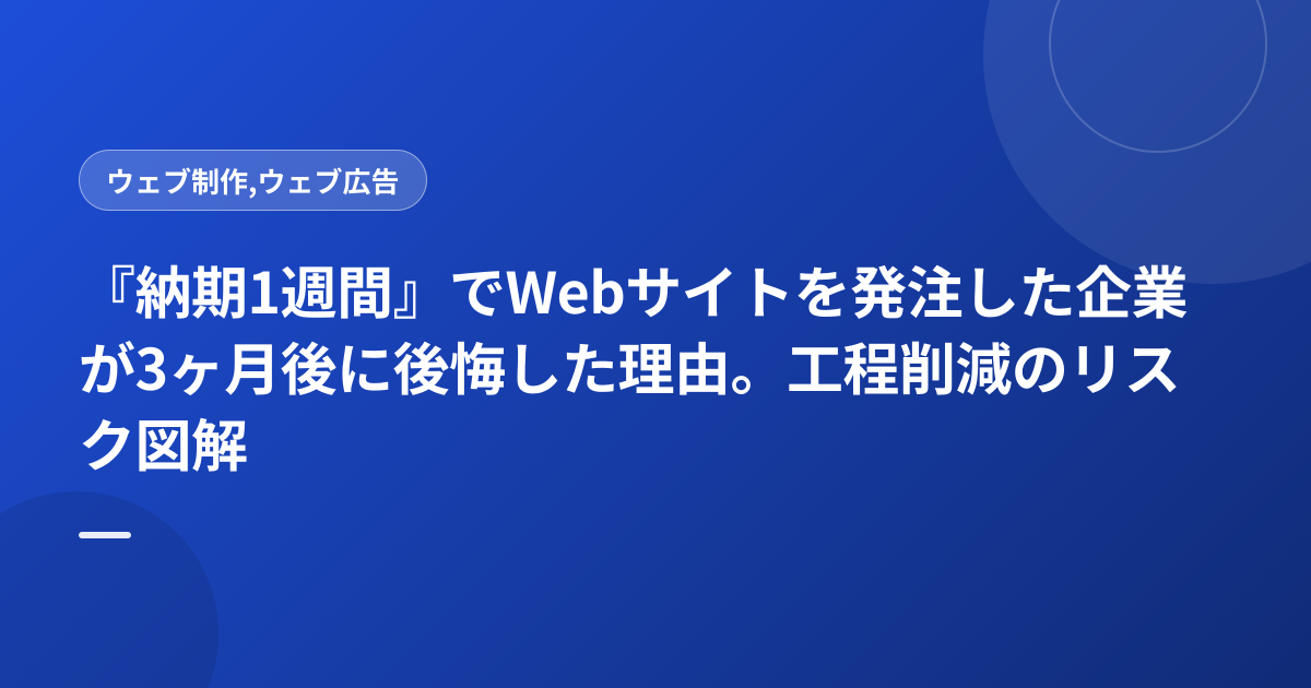 『納期1週間』でWebサイトを発注した企業が3ヶ月後に後悔した理由。工程削減のリスク図解