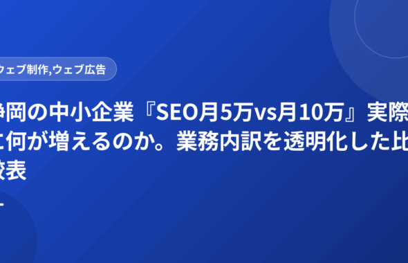 静岡の中小企業『SEO月5万vs月10万』実際に何が増えるのか。業務内訳を透明化した比較表