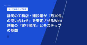 静岡の工務店・建設業が『月10件の問い合わせ』を安定させるWeb施策の『実行順序』と各ステップの期間