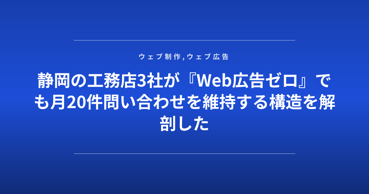 静岡の工務店3社が『Web広告ゼロ』でも月20件問い合わせを維持する構造を解剖した