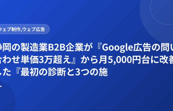 静岡の製造業B2B企業が『Google広告の問い合わせ単価3万超え』から月5,000円台に改善した『最初の診断と3つの施策』