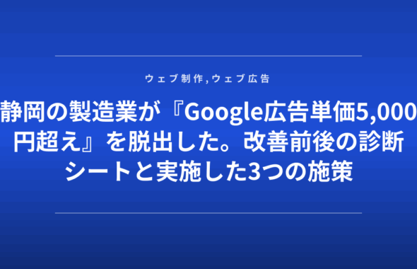 静岡の製造業が『Google広告単価5,000円超え』を脱出した。改善前後の診断シートと実施した3つの施策