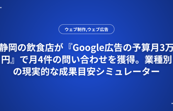 静岡の飲食店が『Google広告の予算月3万円』で月4件の問い合わせを獲得。業種別の現実的な成果目安シミュレーター