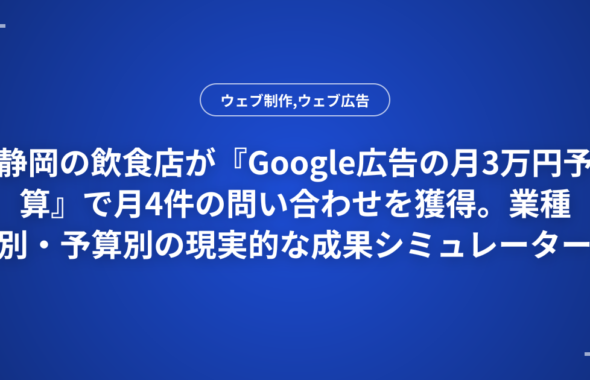 静岡の飲食店が『Google広告の月3万円予算』で月4件の問い合わせを獲得。業種別・予算別の現実的な成果シミュレーター