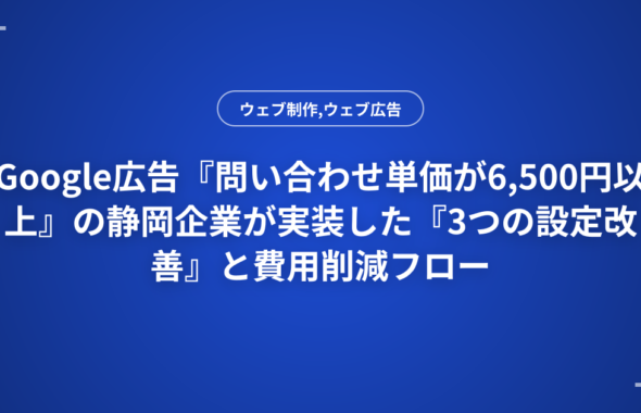 Google広告『問い合わせ単価が6,500円以上』の静岡企業が実装した『3つの設定改善』と費用削減フロー