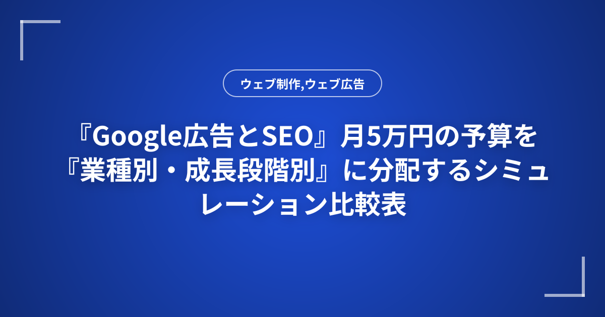 『Google広告とSEO』月5万円の予算を『業種別・成長段階別』に分配するシミュレーション比較表